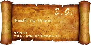 Domány Ormos névjegykártya